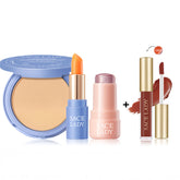 SACE LADY Face Makeup Set - Oil Control Compact Powder, Tinted Lip Balm & Shimmer Highlighter Stick